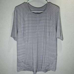 Athleta Pacifica Illume UPF fitted size 1X 1/4 zip front pocket short  sleeve
